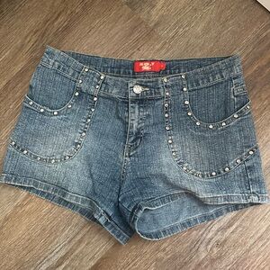M.G.Y Studded Blue Jean Shorts
